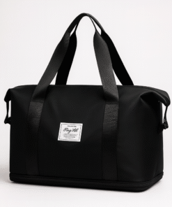 Bolso estilo deportivo de gran capacidad con cierre para agrandar color negro