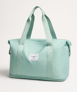 Bolso estilo deportivo de gran capacidad con cierre para agrandar color verde agua
