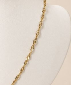 Cadena de acero quirúrgico dorado tipo Singapur de 45 cm.