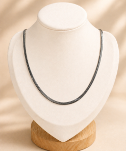 Cadena de acero quirúrgico plateado snake chata de 55cm.