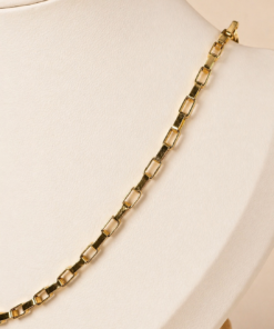 Cadena de acero quirúrgico dorado tipo Forçat Lungo de 70 cm.