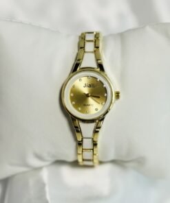 reloj pulsera dama combinado dorado y blanco