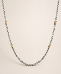 Cadena plata 925 tipo espiga con 4 double de oro de 45cm