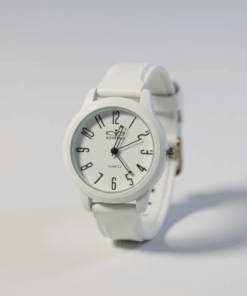 Reloj dama mendiano goma blanco fondo blanco