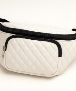 Riñonera capitoneada blanca con bolsillo frontal