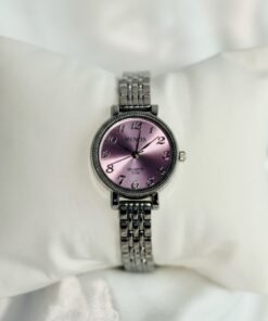 Reloj pulsera dama plateado esfera lila