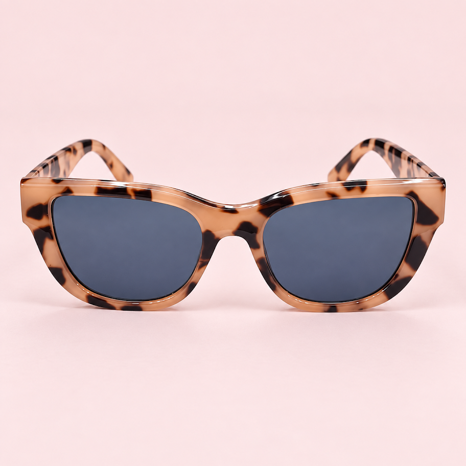 Lente de sol unisex VELA de formato geométrico con diseño moderno y líneas definidas animal print camel