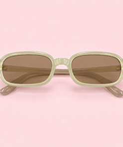 Lente de sol unisex AURA de formato rectangular compacto con diseño retro moderno beige