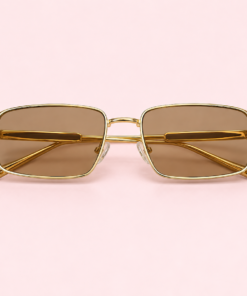 Lente de sol unisex ELIO rectangular con armazón metálico dorado y cristales beige