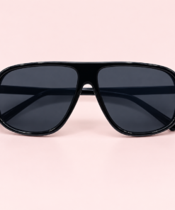 Lente de sol unisex VAREN estilo aviador amplio con detalles metálicos laterales negros
