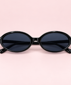 Lente de sol unisex ORBI de formato ovalado con diseño retro moderno negro