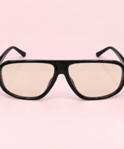 Lente de sol unisex VAREN estilo aviador amplio con detalles metálicos laterales trans´ beige