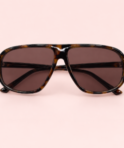 Lente de sol unisex VAREN estilo aviador amplio con detalles metálicos laterales marrón