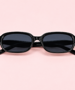 Lente de sol unisex NILO de formato rectangular suavizado con diseño moderno negro