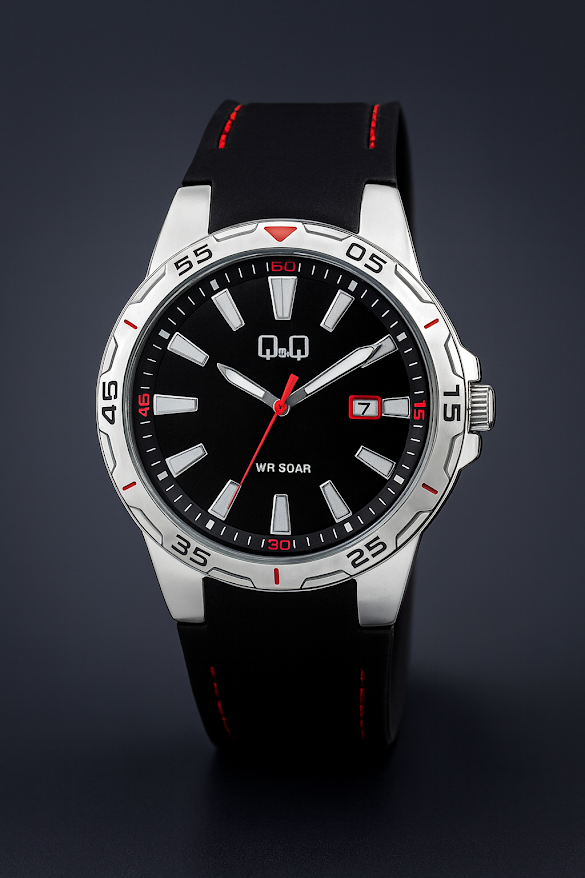 Reloj QQ de hombre con calendario correa de goma sumergible