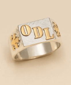 anillo plata y oro personalizado 3 iniciales