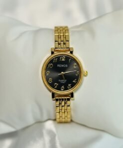 Reloj pulsera dama fondo negro dorado