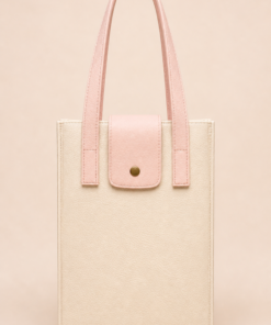 Matera cartera en cuero sintético combinada con solapa y broche, con bolsillo trasero con cierre, diseño elegante para mate, termo y accesorios Crudo-rosa
