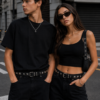 Cinto de cuero sintético con tachas piramidales metálicas y hebilla cuadrada unisex