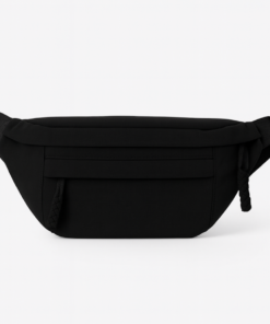 Riñonera grande de tela con cierre y correa regulable negra