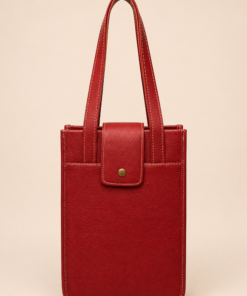 Matera cartera en cuero sintético con solapa y broche, con bolsillo trasero con cierre, diseño elegante para mate, termo y accesorios bordó