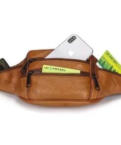 Riñonera multi cierres cuero sintético con accesorios