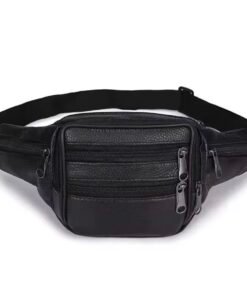 Riñonera multi cierres cuero sintético negra