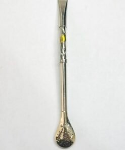 Bombilla alpaca artesanal cincelada labrada con aplique de bronce y/anilllo