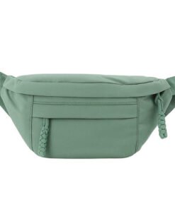 Riñonera grande de tela con cierre y correa regulable verde agua