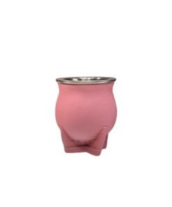 Mate camionero de cerámica forrado en cuero sintético. Mantiene el calor, es resistente y tiene diseño moderno. Ideal para uso diario. rosa chicle