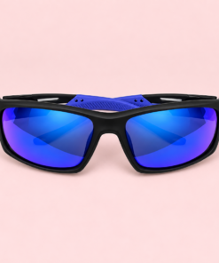Lente de sol unisex AXIS envolvente con cristales espejados azul y armazón deportiva negra