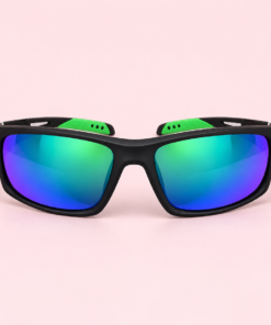 Lente de sol unisex AXIS envolvente con cristales espejados verde azulado y armazón deportiva negra