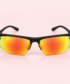 Lente de sol unisex NEXO envolvente de media armazón con cristales espejados amarillos
