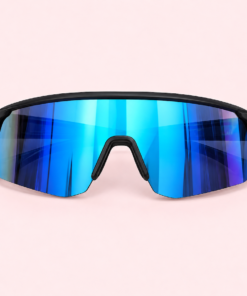 Lente de sol unisex VOLT envolvente con cristal espejado azul y montura negra UV400