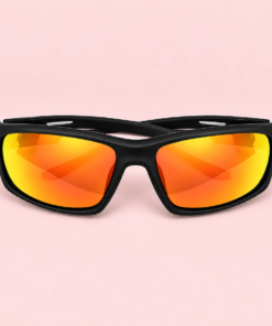 Lente de sol unisex AXIS envolvente con cristales espejados amarillo y armazón deportiva negra