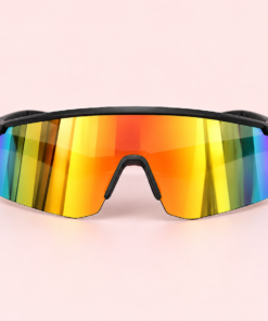 Lente de sol unisex VOLT envolvente con cristal espejado azul y montura negra UV400