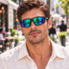 Lente de sol unisex AXIS envolvente con cristales espejados verde azulado y armazón deportiva negra