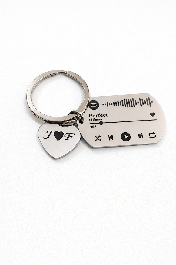 Llavero acero Spotify personalizado con cancion e iniciales