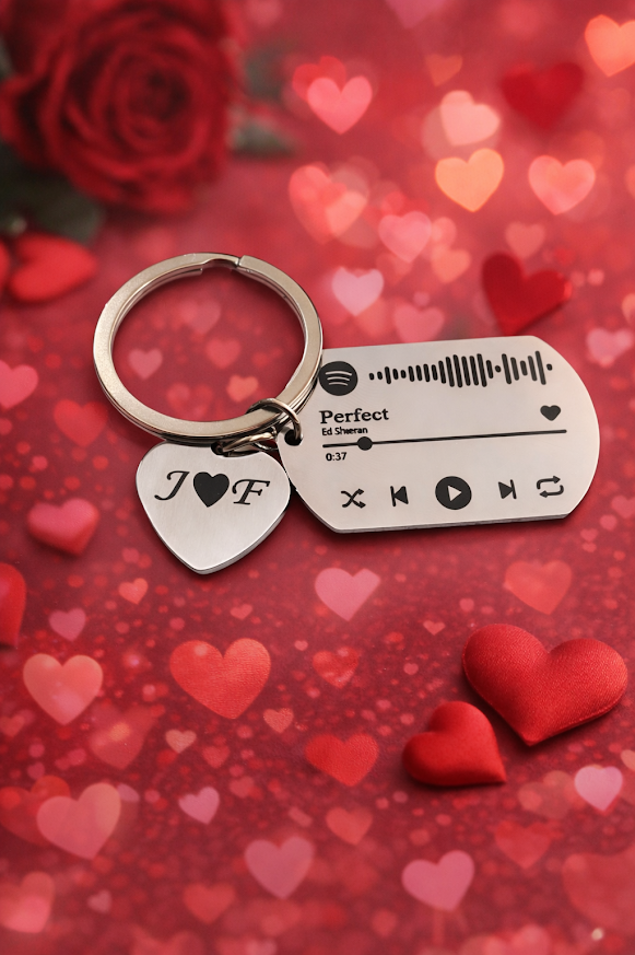 Llavero acero Spotify personalizado con cancion e iniciales