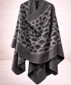 Ruana estampada animal print gris