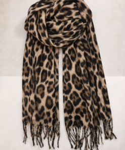 Pashmina animal print de textura suave y diseño elegante camel