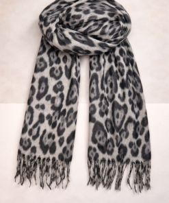 Pashmina animal print de textura suave y diseño elegante gris