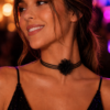 Choker negro con flor de tela y tiras finas para mujer