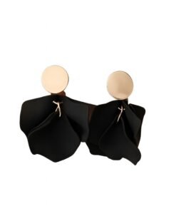 caravana petalo corta negra con detalle en dorado