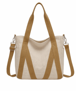 bolso canvas con cinta cruzado crudo