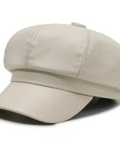 Boina con visera de cuerina, color blanco