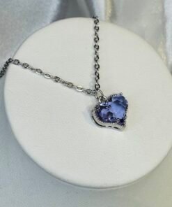 conjunto acero cadena y dije corazon lila