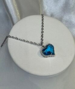 conjunto acero cadena y dije corazon turquesa