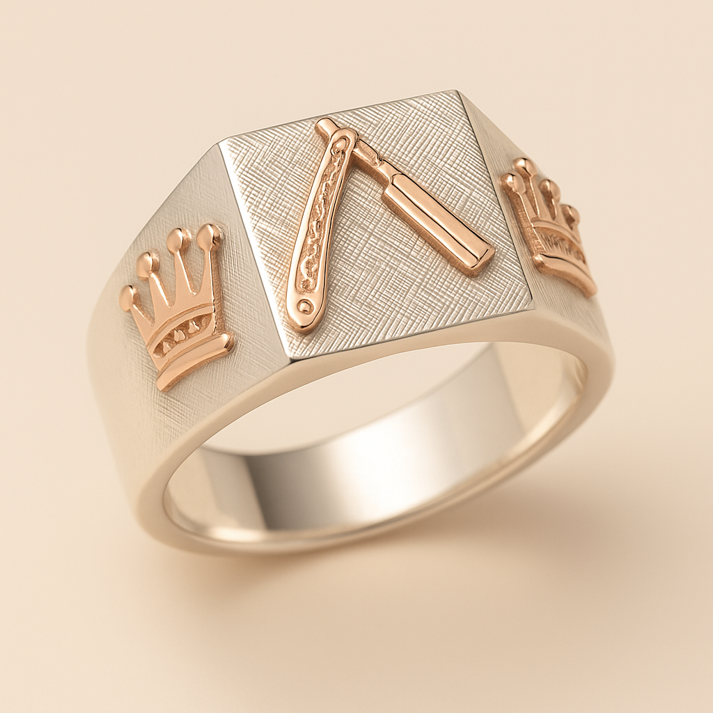Anillo plata y oro barbero. Imagen IA