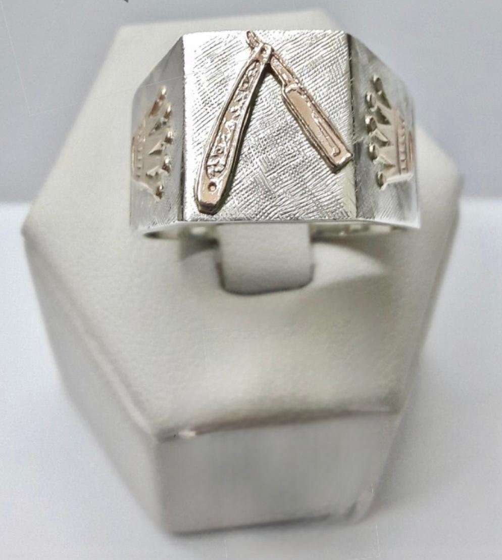 Anillo plata y oro barbero